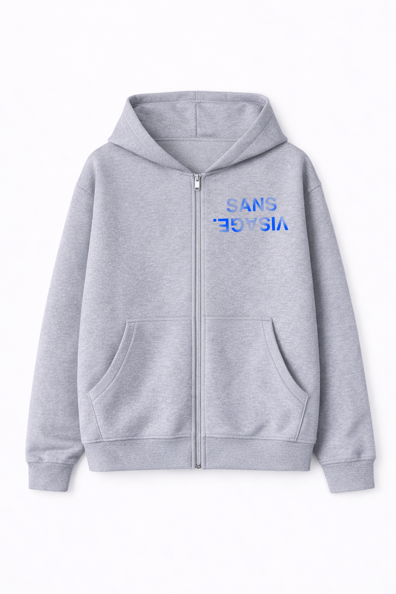 (PRE-ORDER) BLUE WASHED GREY SANS VISAGE. HOODIE